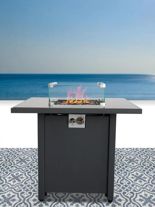 Main image of 25" H x 30" W Steel Outdoor Fire Pit Table with Lid