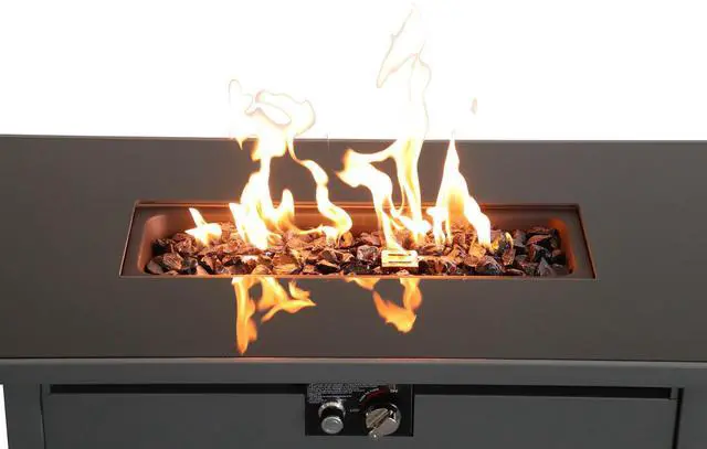 Alt view image 2 of 5 - 43" Smoked Glass Metal Rectangle Fire Pit