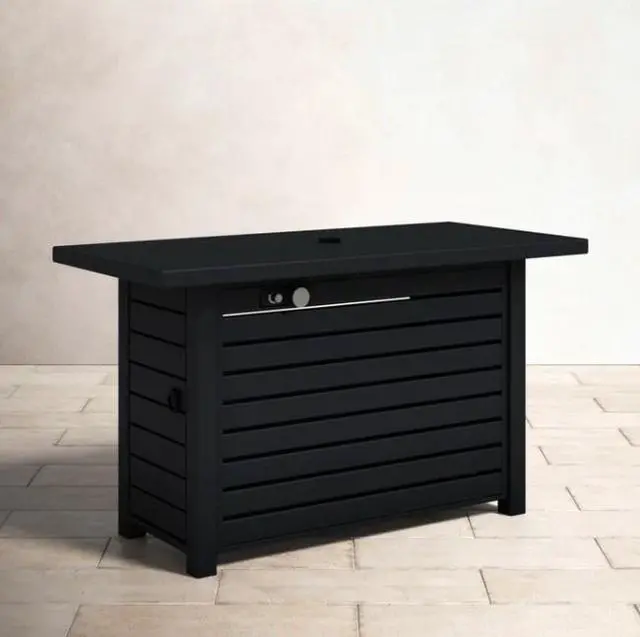 Alt view image 3 of 5 - Steel Propane/Natural Gas Outdoor Fire Pit Table with Lid