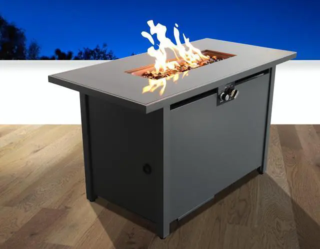 Main image of 43" Smoked Glass Metal Rectangle Fire Pit