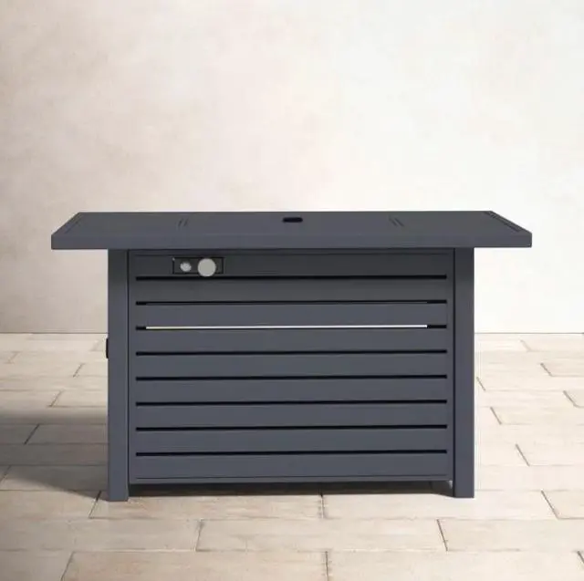 Alt view image 3 of 6 - Steel Propane/Natural Gas Outdoor Fire Pit Table with Lid