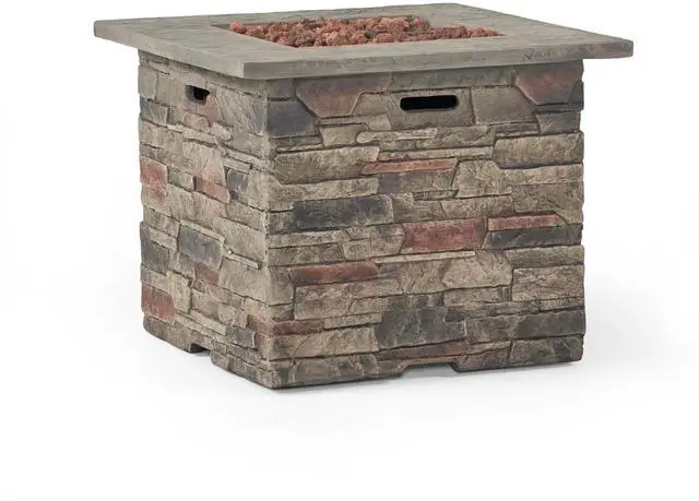 Alt view image 7 of 7 - 32'' STONE SQUARE MGO FIRE PIT W/ GREY TOP- 40,000 BTU