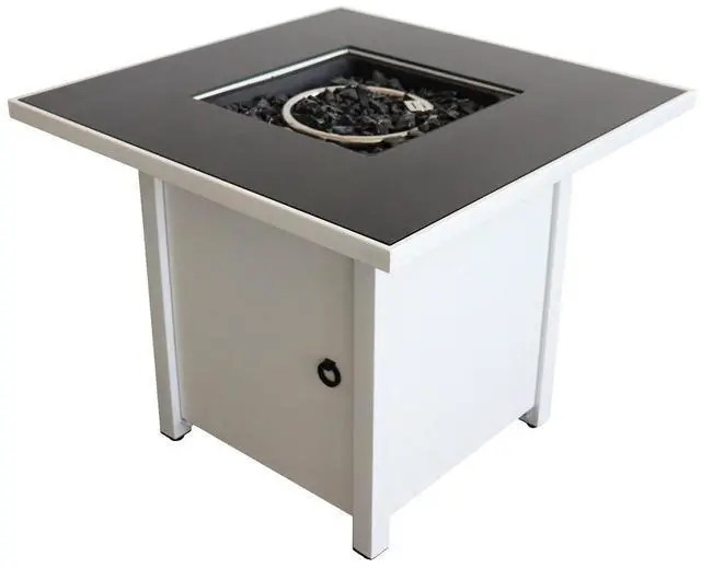 Alt view image 2 of 6 - 30 Inch White Steel Propane/natural Gas Firepit Table