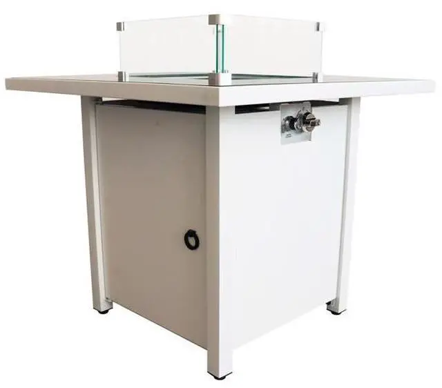 Alt view image 5 of 6 - 30 Inch White Steel Propane/natural Gas Firepit Table