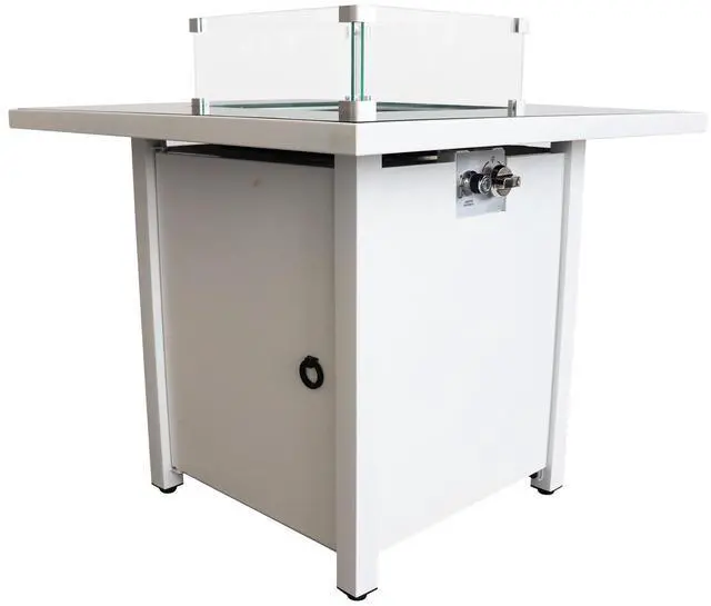 Alt view image 3 of 6 - 30 Inch White Steel Propane/natural Gas Firepit Table