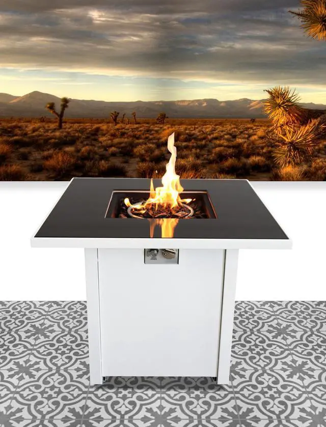 Main image of 30 Inch White Steel Propane/natural Gas Firepit Table