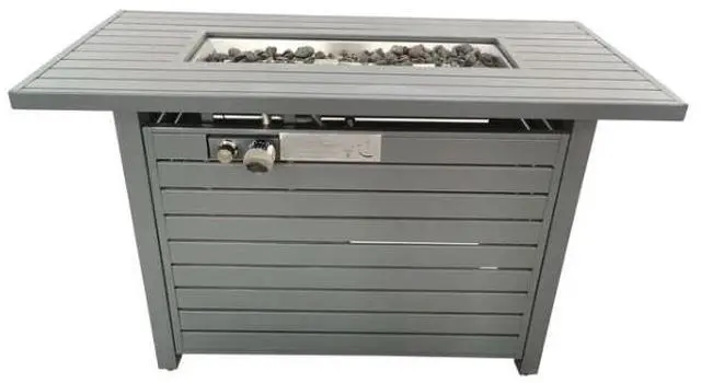 Alt view image 5 of 6 - 25 H x 42 W Outdoor Fire Pit Table with Lid (Gray)