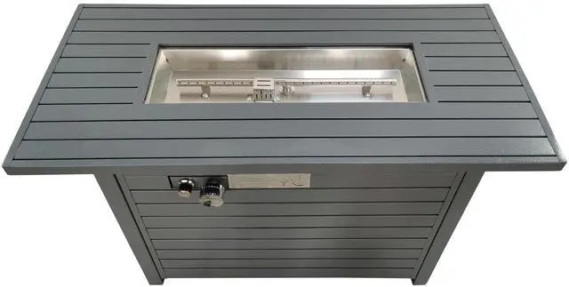 Alt view image 2 of 5 - Living Source International 25'' H x 42'' W Steel Outdoor Fire Pit Table with Lid (Gray)