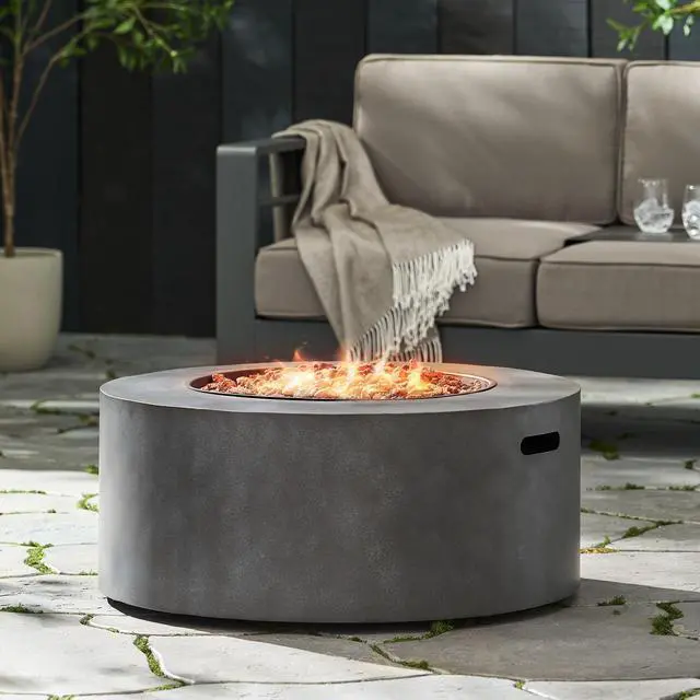 Alt view image 4 of 7 - WELLINGTON ROUND IRON FIRE PIT -40,000 BTU,TANK OUTSIDE
