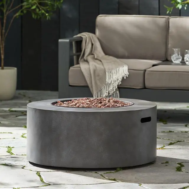Alt view image 5 of 7 - WELLINGTON ROUND IRON FIRE PIT -40,000 BTU,TANK OUTSIDE