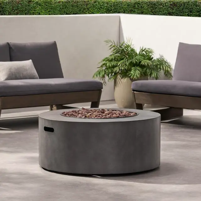 Alt view image 7 of 7 - WELLINGTON ROUND IRON FIRE PIT -40,000 BTU,TANK OUTSIDE