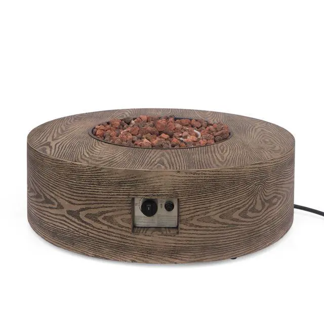 Alt view image 2 of 7 - AIDAN ROUND IRON FIRE PIT - 50,000 BTU TANK OUTSIDE