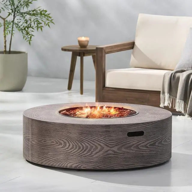 Main image of AIDAN ROUND IRON FIRE PIT - 50,000 BTU TANK OUTSIDE