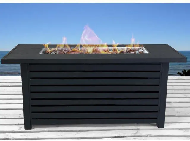 Alt view image 2 of 5 - Steel Propane/Natural Gas Outdoor Fire Pit Table with Lid