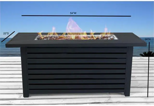 Alt view image 5 of 5 - Steel Propane/Natural Gas Outdoor Fire Pit Table with Lid