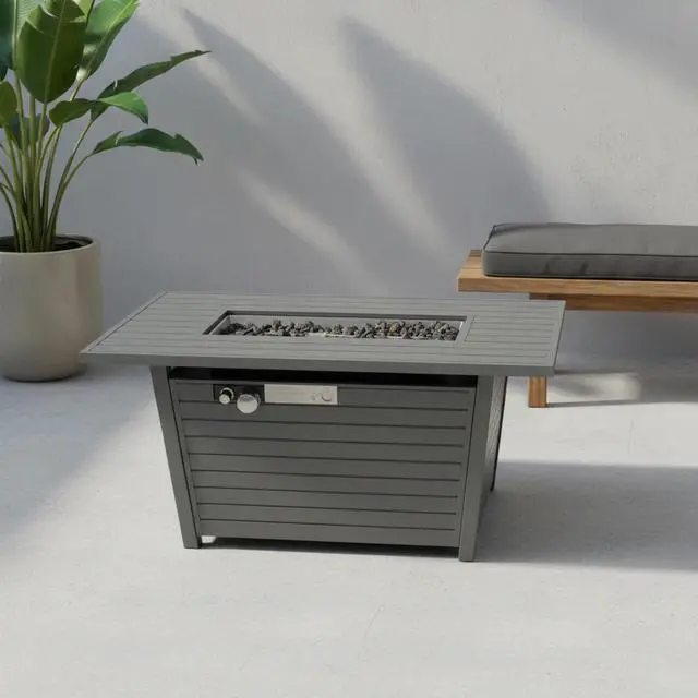 Alt view image 4 of 7 - 25'' H x 42'' W Steel Propane Outdoor Fire Pit Table with Lid