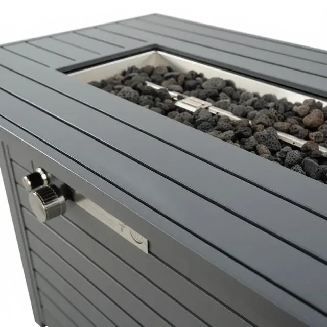 Alt view image 7 of 7 - 25'' H x 42'' W Steel Propane Outdoor Fire Pit Table with Lid