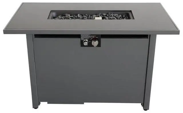 Main image of 42" Smoked Glass Metal Rectangle Fire Pit (Black)