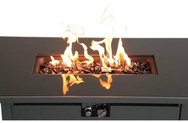 Alt view image 2 of 7 - 42" Smoked Glass Metal Rectangle Fire Pit (Black)