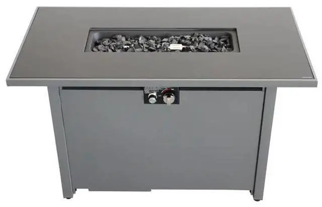 Alt view image 4 of 7 - 42" Smoked Glass Metal Rectangle Fire Pit (Black)