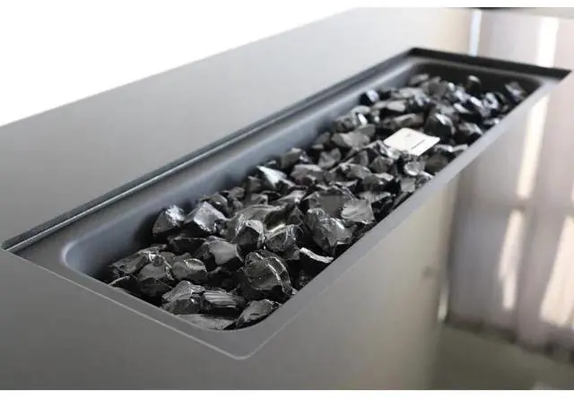 Alt view image 3 of 7 - 42" Smoked Glass Metal Rectangle Fire Pit (Black)