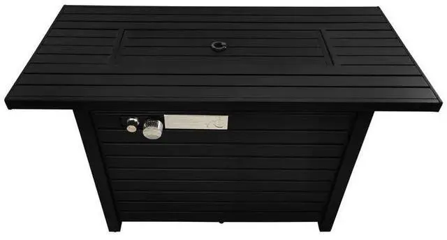 Alt view image 2 of 7 - 25" H x 42" W Steel Outdoor Fire Pit Table with Lid (Black)