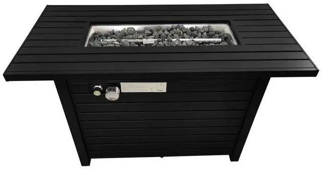 Alt view image 5 of 7 - 25" H x 42" W Steel Outdoor Fire Pit Table with Lid (Black)