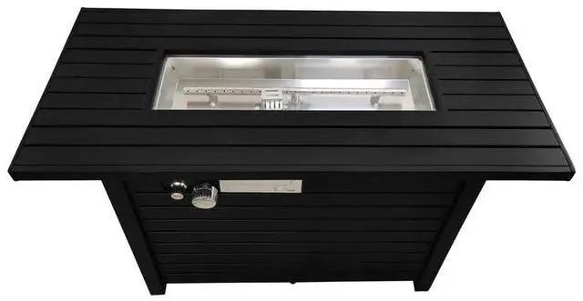 Alt view image 6 of 7 - 25" H x 42" W Steel Outdoor Fire Pit Table with Lid (Black)