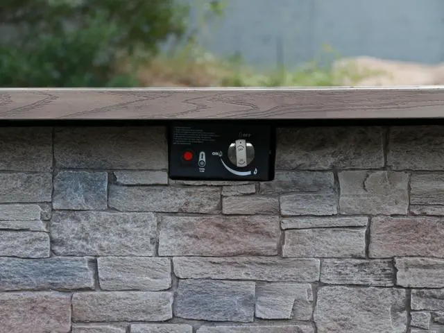 Alt view image 7 of 7 - 44" W x 25" H Outdoor Patio Propane Gas Fire Pit Table - 50,000 BTU High-temperature-resistant carving process for environmentally friendly materials with the effect of cultured stone