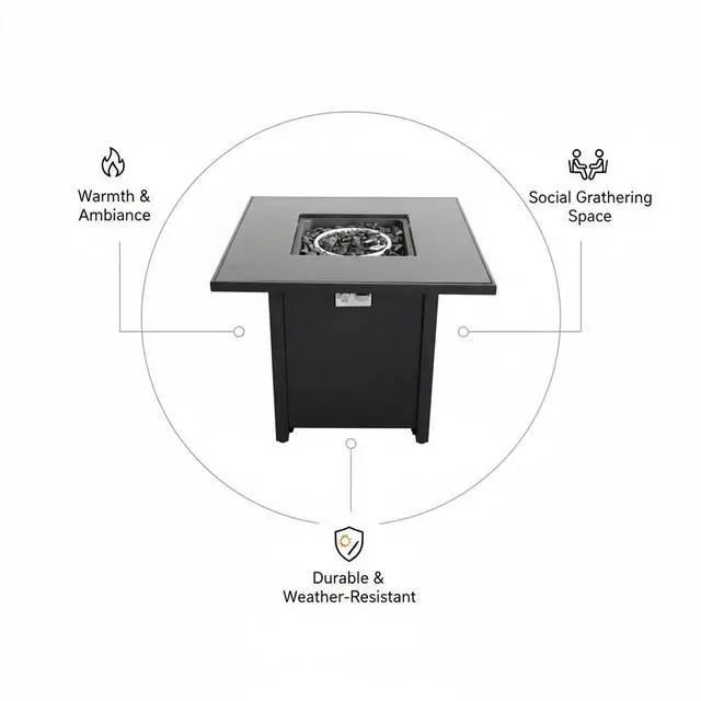 Alt view image 3 of 5 - Outdoor Fire Pit for Outdoor Home Garden Backyard Fireplace (30 Inch Steel Black Color)