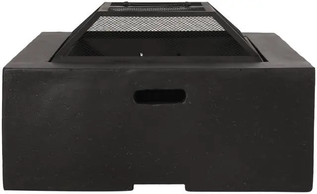 Alt view image 2 of 7 - Outdoor 29" Square MgO Wood- Burning Fire Pit, Dark Gray