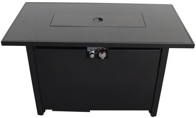 Main image of 25" H x 42" W Steel Outdoor Fire Pit Table with Lid