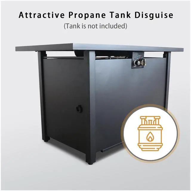 Alt view image 4 of 6 - 25" H x 42" W Steel Outdoor Fire Pit Table with Lid