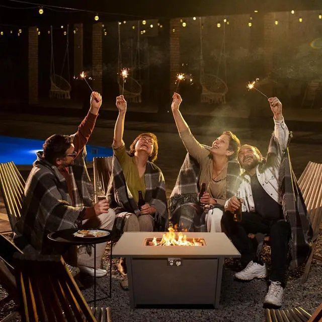 Alt view image 2 of 6 - 25" H x 42" W Steel Outdoor Fire Pit Table with Lid