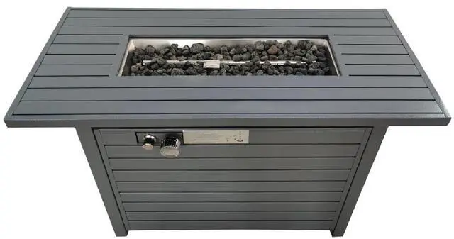Main image of Outdoor 24" Gas Fire Pit Table with Lid  Durable Steel Construction