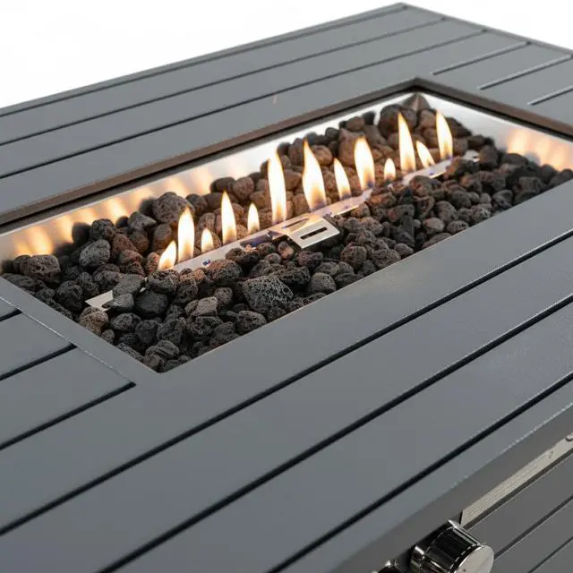 Alt view image 7 of 7 - Outdoor 24" Gas Fire Pit Table with Lid  Durable Steel Construction