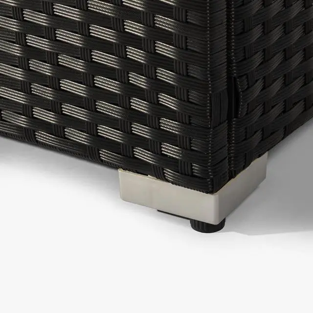 Alt view image 6 of 7 - 32" Propane Gas Fire Pit Table with Propane Tank Cover 2-Pieces, 50000 BTU Rectangular Steel Fire Pit with Beautiful Wicker Base for Outside Garden-Dark Gray