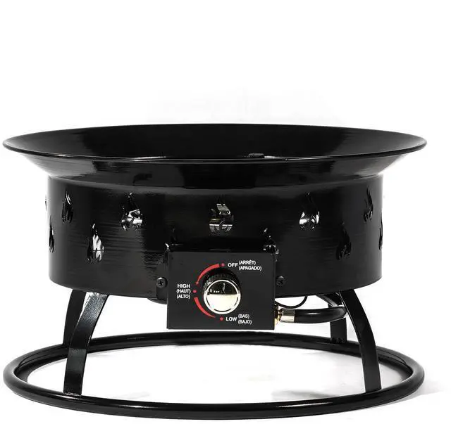 Alt view image 3 of 7 - 19" Propane Gas Fire Pit, 50000 BTU Round Steel Fire Pit for Outside Patio Deck Garden Backyard-Black