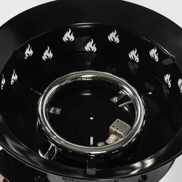 Alt view image 6 of 7 - 19" Propane Gas Fire Pit, 50000 BTU Round Steel Fire Pit for Outside Patio Deck Garden Backyard-Black