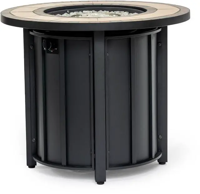 Alt view image 4 of 7 - 30" Propane Gas Fire Pit Table, 50000 BTU Round Steel Fire Pit with Mosaic Ceramic Tabletop for Outside Patio Deck Garden Backyard- Black