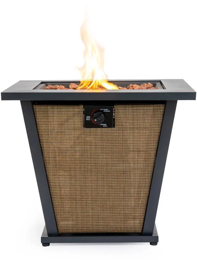 Alt view image 7 of 7 - 28" Propane Gas Fire Pit Table, 50000 BTU Square Steel Fire Pit  for Outside Patio Deck Garden Courtyard -Brown