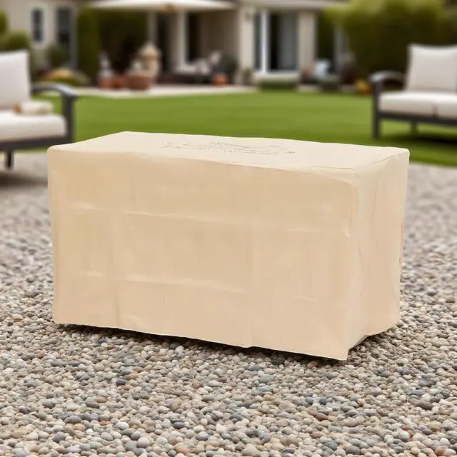 Alt view image 2 of 7 - 42" Propane Gas Fire Pit Table, 50000 BTU  Rectangular Concrete Fire Pit for Outside Patio Deck Garden Backyard - beigie multi