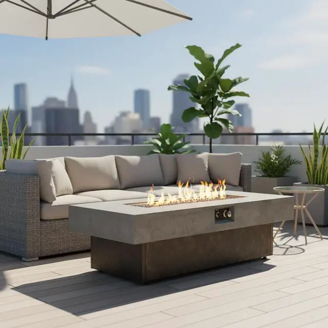 Main image of Tabletop Propane Fire Pits, 55 x 23 in, 50,000 BTU outdoor firepit table, Suitable for Outdoor, Patio, Balcony, three height options