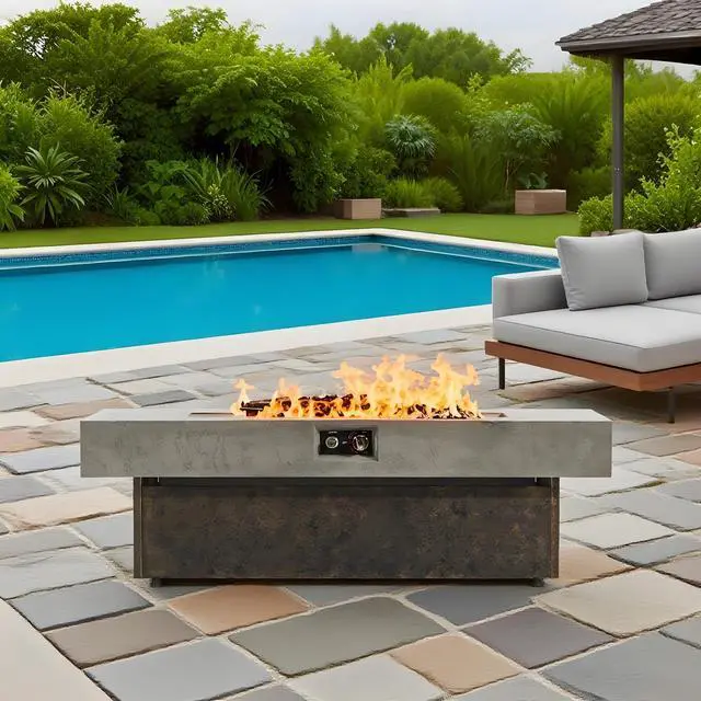 Alt view image 5 of 7 - Tabletop Propane Fire Pits, 55 x 23 in, 50,000 BTU outdoor firepit table, Suitable for Outdoor, Patio, Balcony, three height options