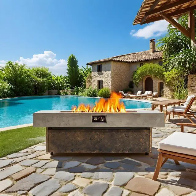 Alt view image 4 of 7 - Tabletop Propane Fire Pits, 55 x 23 in, 50,000 BTU outdoor firepit table, Suitable for Outdoor, Patio, Balcony, three height options