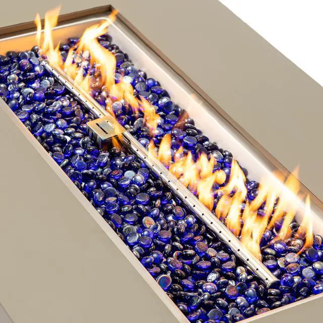 Alt view image 4 of 7 - 48_inch Iron Fire Pit Table with Wood Grain