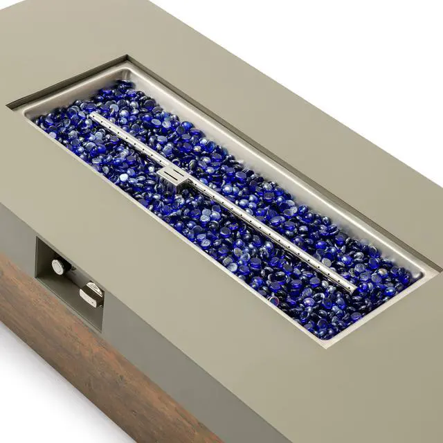 Alt view image 5 of 7 - 48_inch Iron Fire Pit Table with Wood Grain