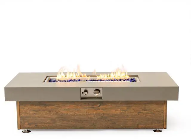 Alt view image 7 of 7 - 48_inch Iron Fire Pit Table with Wood Grain
