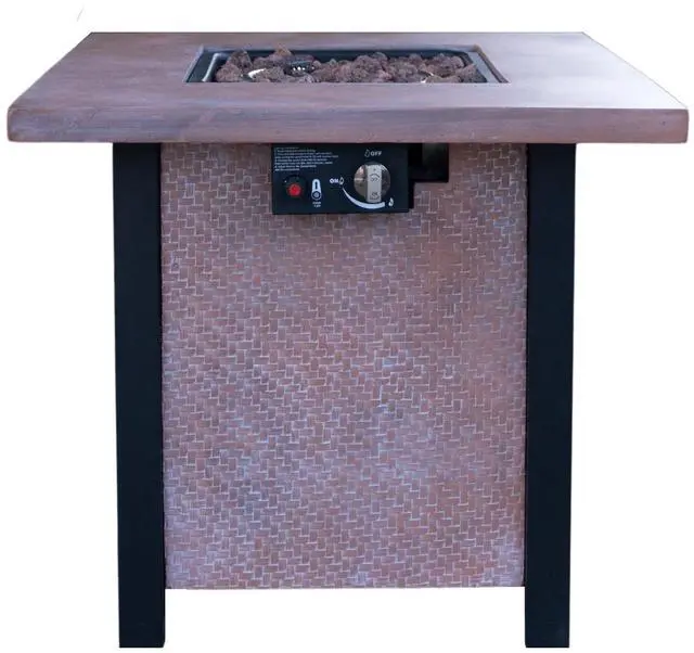 Alt view image 4 of 7 - 25" H Outdoor Patio Propane Gas Fire Pit Table - 50,000 BTU High-temperature-resistant carving process for environmentally friendly materials with the effect of rattan weaving grain
