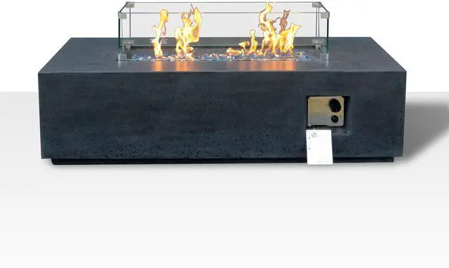 Main image of 52 Inch Outdoor Concrete Propane gas rectangle Fire Pit table in Dark Gray color